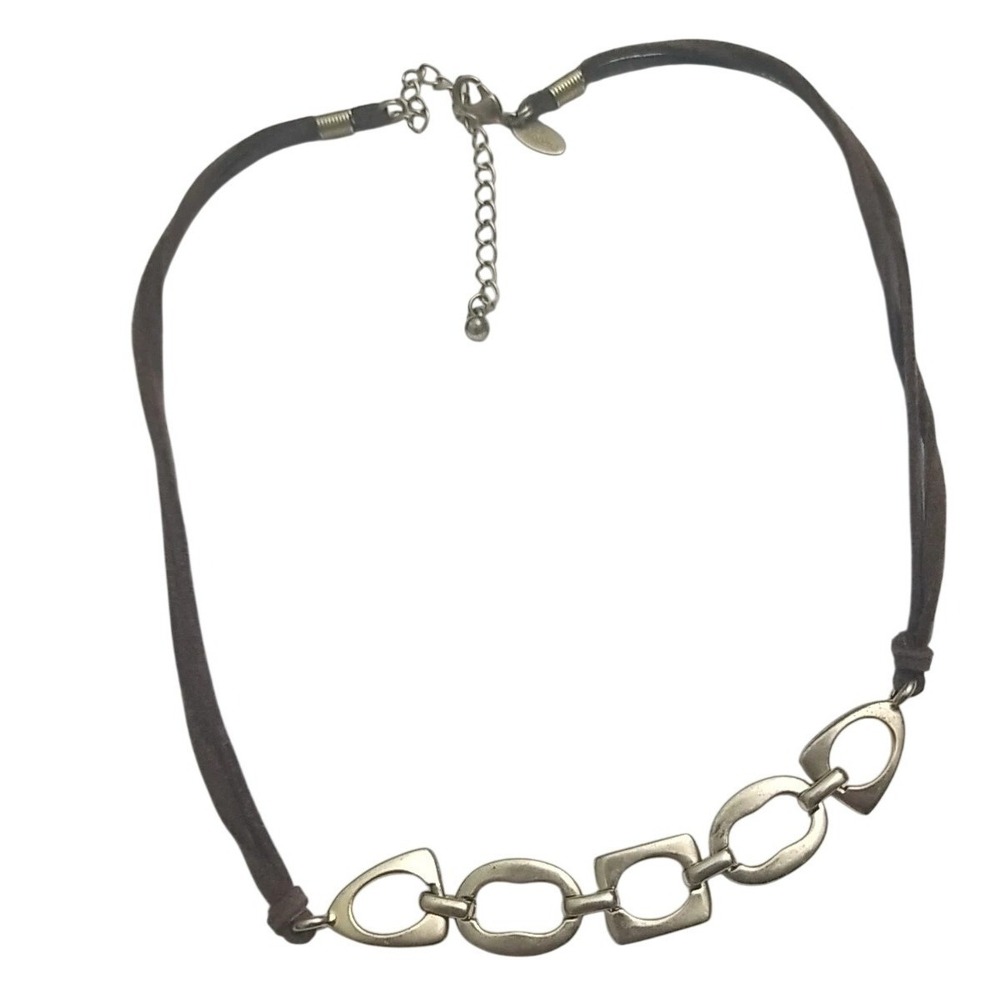 LIA SOPHIA Necklace SHAPESHIFTER GOLD BROWN LEATHER
